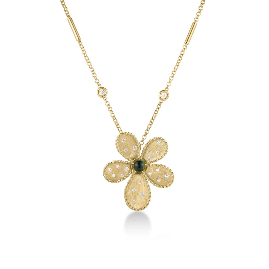 JASMINE DIAMOND & GREEN TOURMALINE FLOWER NECKLACE