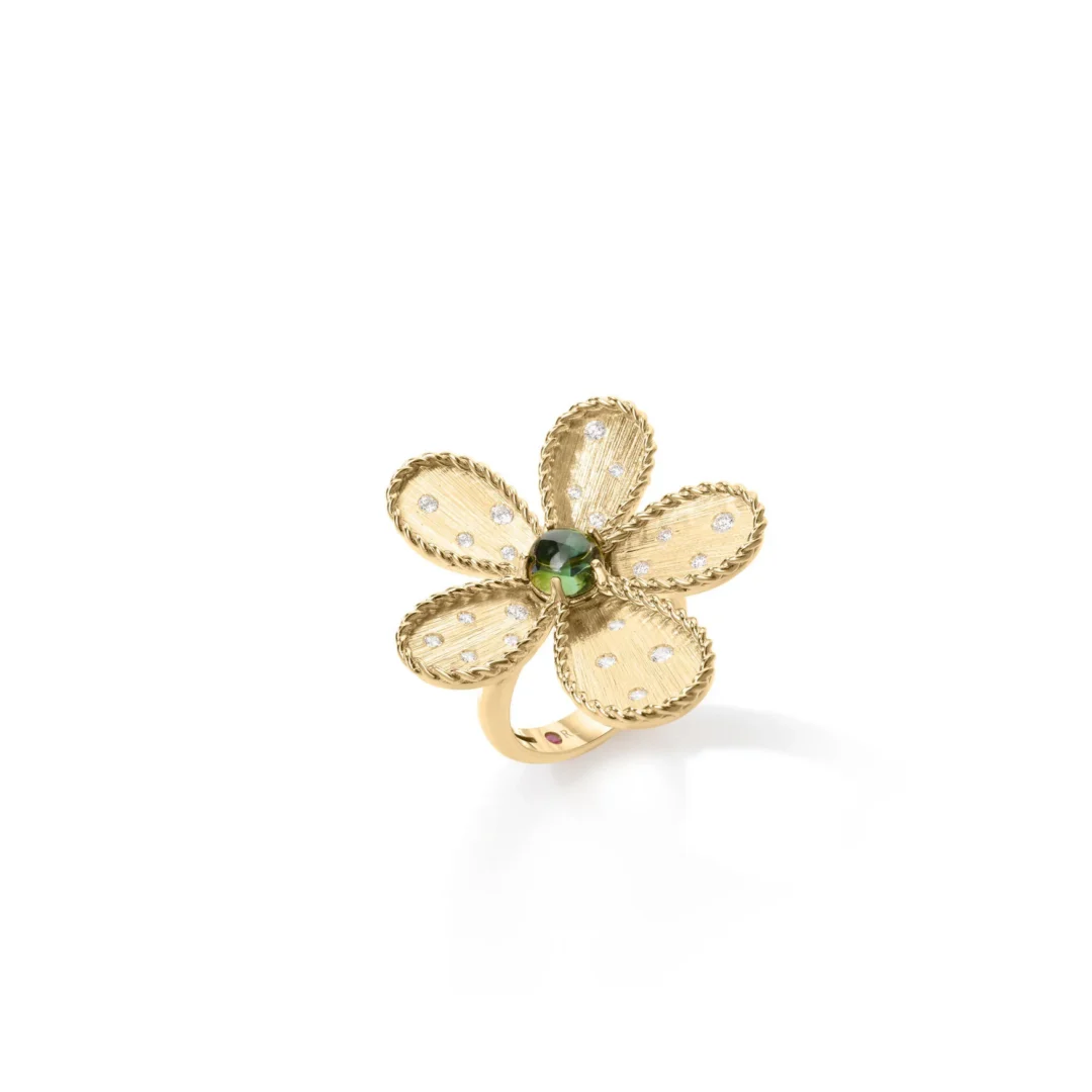 JASMINE DIAMOND & GREEN TOURMALINE FLOWER RING