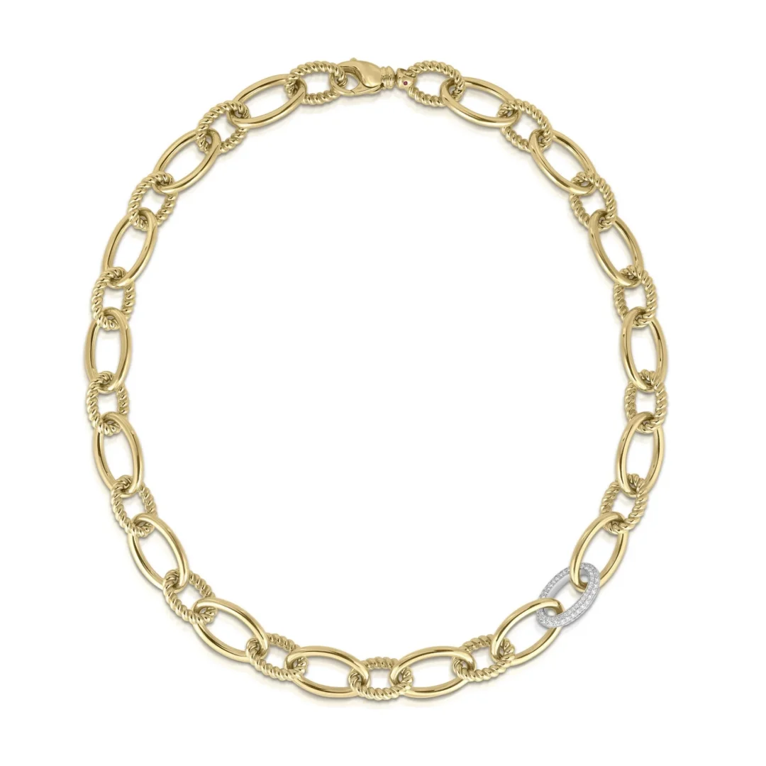 DESIGNER GOLD DIAMOND LINK NECKLACE
