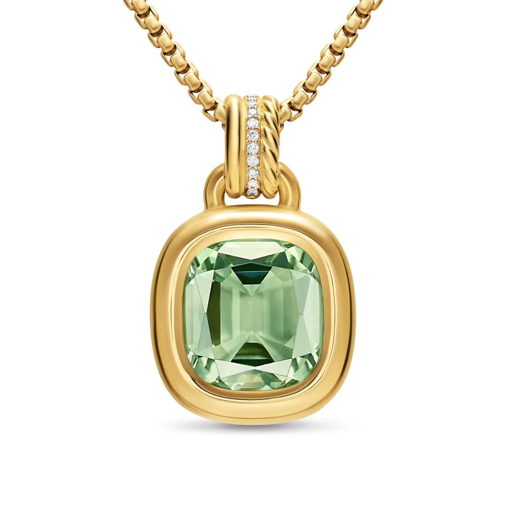 DY Mercer® Color Amulet in 18K Yellow Gold with Prasiolite and Diamonds, 13mm