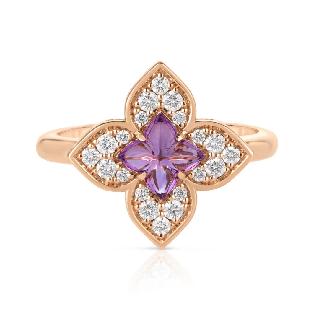 VENETIAN PRINCESS CARNIVAL PAVÉ DIAMOND AND GEMSTONE FLOWER RING
