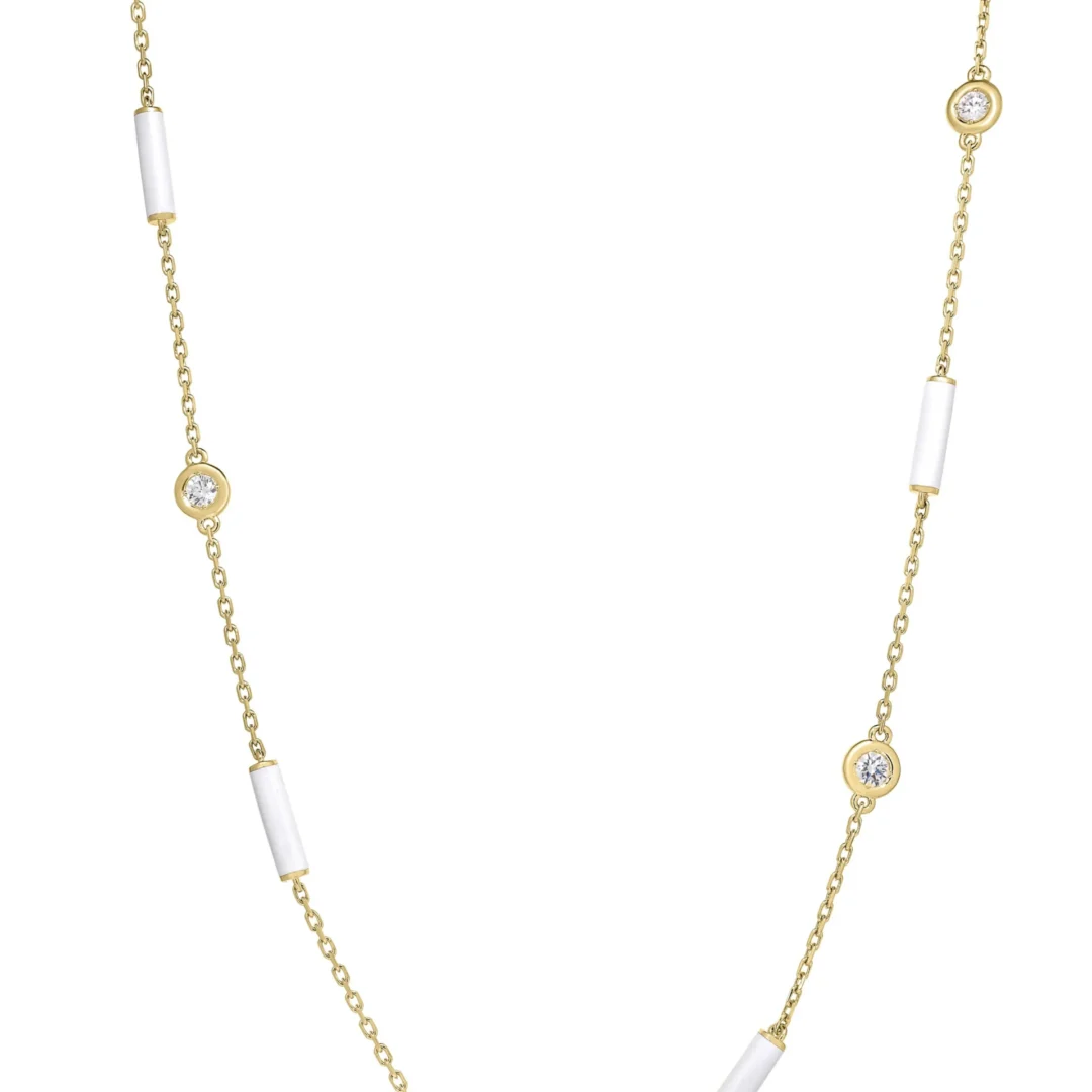 DIAMONDS BY THE INCH ENAMEL BAR AND BEZEL STATION NECKLACE