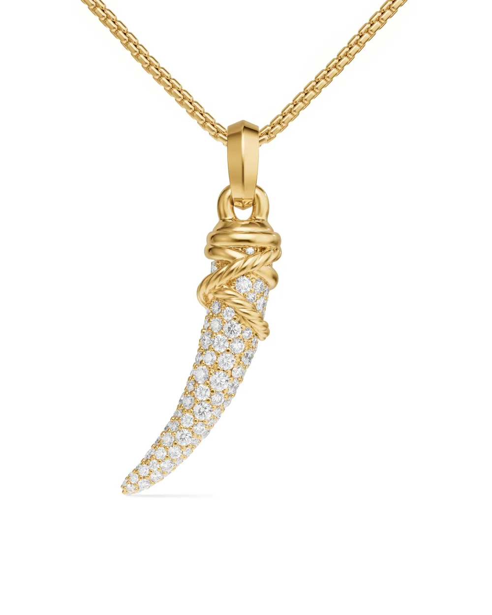 Pavé Tusk Amulet in 18K Yellow Gold with Diamonds, 28.8mm