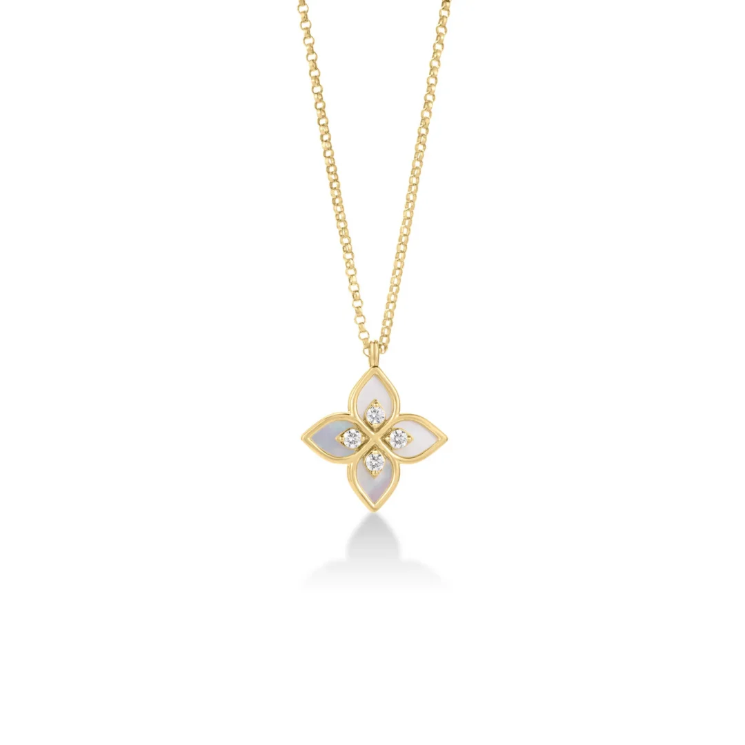 VENETIAN PRINCESS DIAMOND AND MOTHER OF PEARL FLOWER NECKLACE