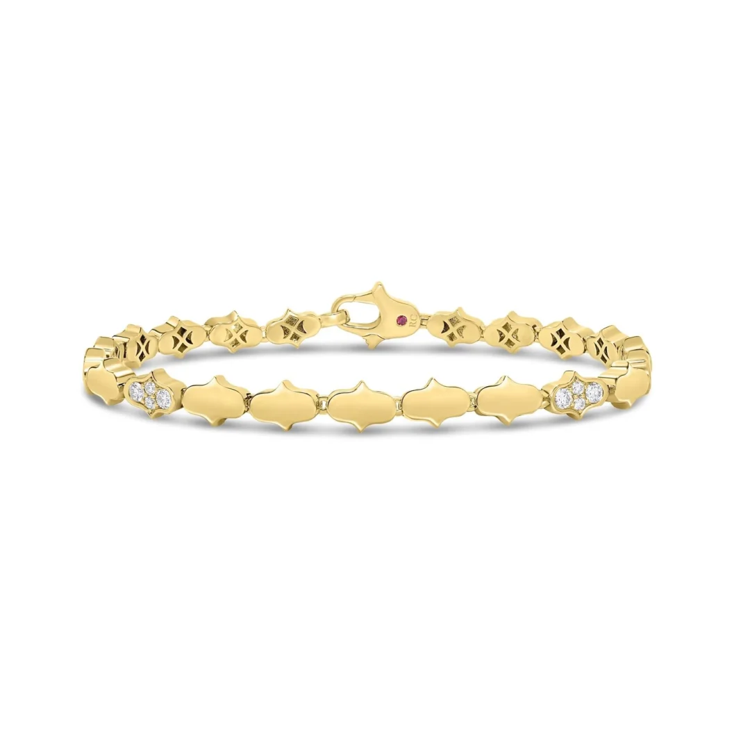 18K YELLOW GOLD COBRA DIAMOND SINGLE ROW BRACELET