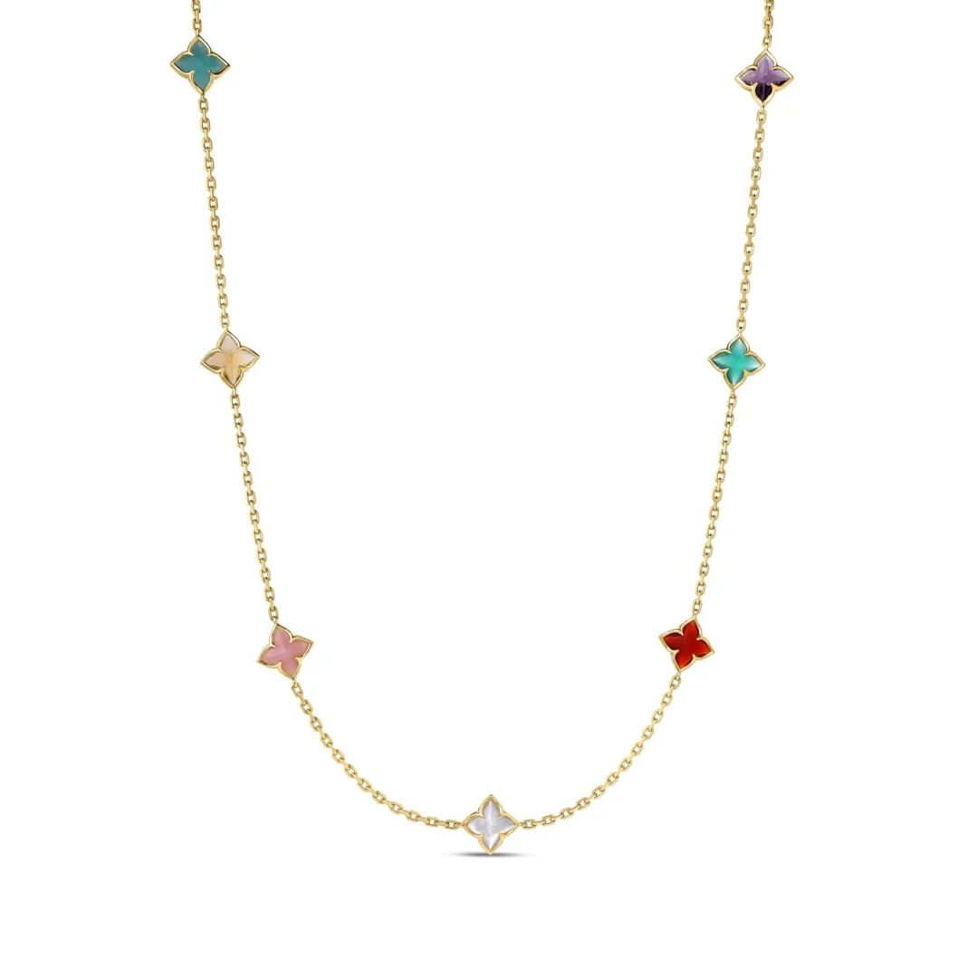 VENETIAN PRINCESS CARNIVAL MIXED STONES FLOWER STATION NECKLACE