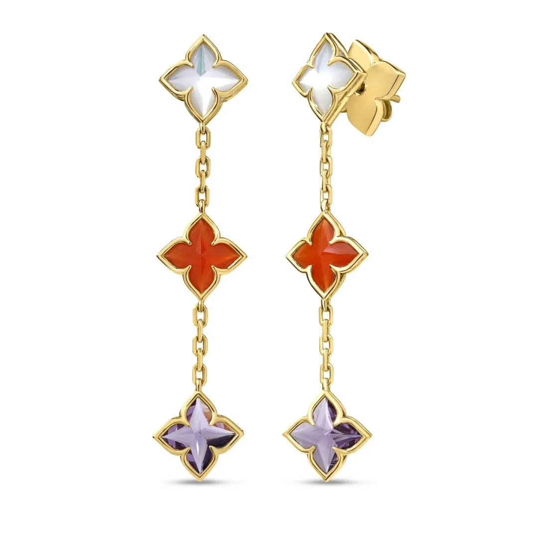 VENETIAN PRINCESS CARNIVAL MIXED STONES FLOWER STATION EARRINGS