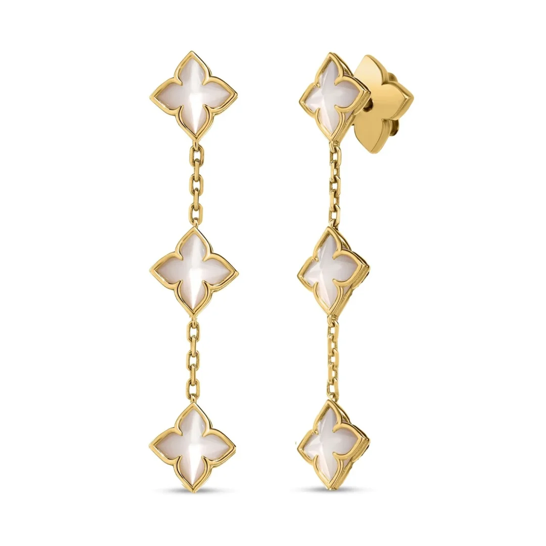 VENETIAN PRINCESS CARNIVAL MOTHER OF PEARL FLOWER DANGLE EARRINGS