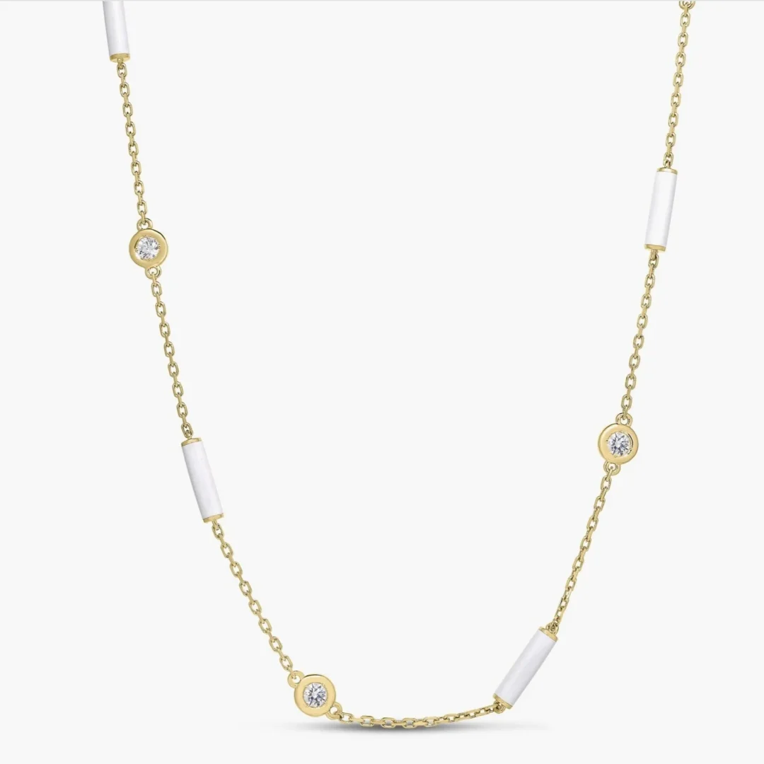 DIAMONDS BY THE INCH ENAMEL BAR AND BEZEL STATION NECKLACE
