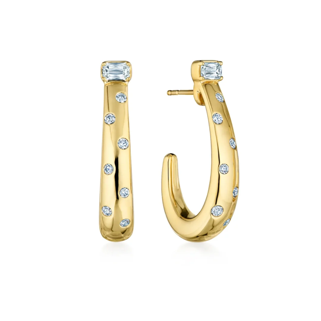 COBBLESTONE ASHOKA DIAMOND ACCENT HOOP EARRINGS