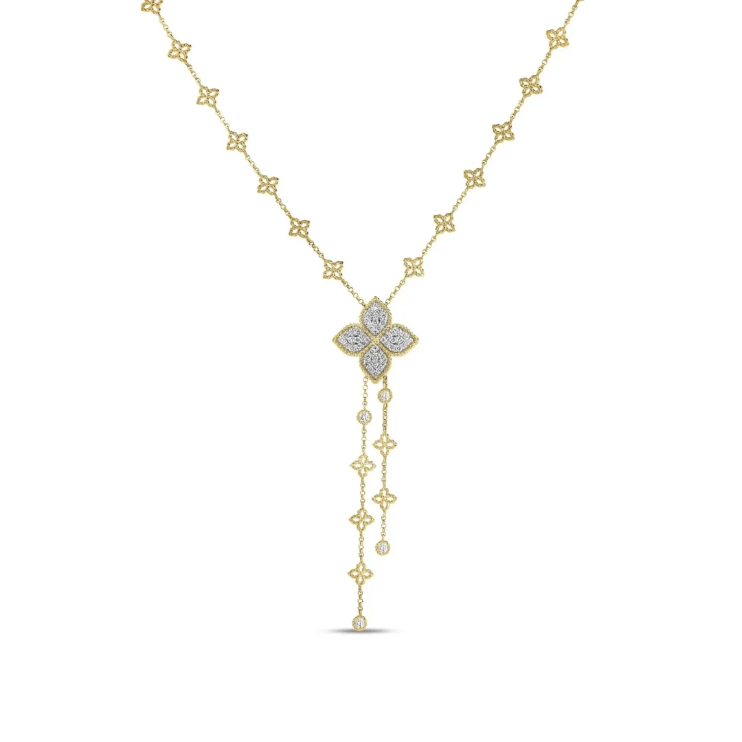 PRINCESS FLOWER DIAMOND LARIAT NECKLACE
